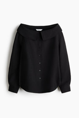 Camisa off-the-shoulder en mezcla de lino