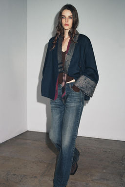 JACQUARD DENIM-EFFECT KIMONO