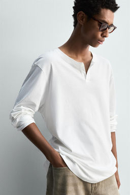 BUTTON NECK T-SHIRT - Zara фото 5