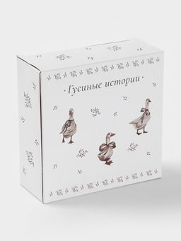 Салатник Доляна «Гуси», фарфор, 650 мл, 15.5×6 см, белый