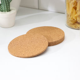 Набор подставок под горячее Доляна, под кружку, пробка, 4 шт., d=10 см