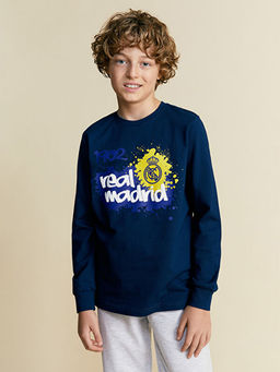 Bisiklet Yaka Real Madrid Erkek ?ocuk Pijama Tak?m?