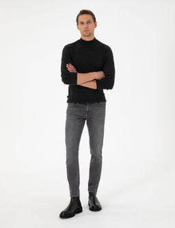 Antrasit Melanj Slim Fit Yar_m Bal_k__ Yaka Triko Kazak - Pierre cardin фото 4