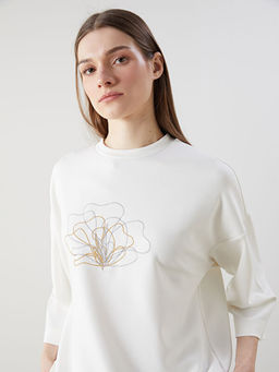 Bisiklet Yaka Nak??l? Oversize Kad?n Sweatshirt Tunik