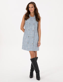 Mavi Slim Fit Dokuma Elbise
