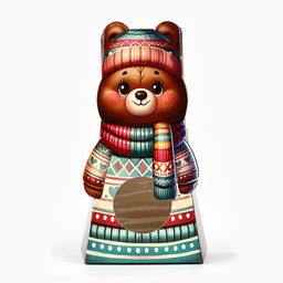 Цена за 5 шт. Коробка новогодняя складная с окном «Мишка», 6×12×3.5 см