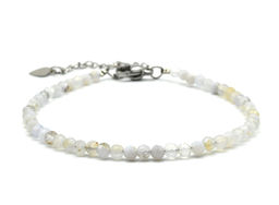 Браслет из голубого агата ( сапфирин ) шарик граненый 3мм, 16,5см