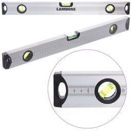 Уровень строительный алюминиевый Lamboss, 3 глазка, 50см