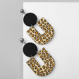 Серьги Геометрия леопард, цветные в серебре