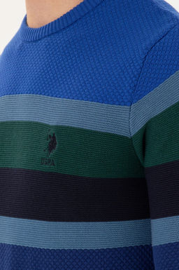 Erkek Slim Fit Bisiklet Yaka _ndigo Kazak - U.s. polo assn фото 7