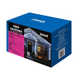 ULD-B20007-480/DTA/RC WHITE IP44 Бахрома светодиодная, 20м. С пультом. 480 светодиодов. Белый свет. Провод прозрачный. ТМ Uniel