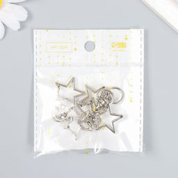 Цена за 15 шт. Карабин металл с кольцом Звезда, под серебро, 3.4?2.3 см