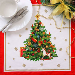 Набор столовый Новогодняя сказка скат.150х220см +/-3см с ГМВО, салф.40х40см-12 шт, хл100% - Этель фото 5