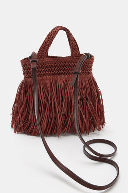 MINI BOLSO DE MANO FLECOS / Rojo Burdeos - Zara фото 3