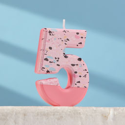 Свеча для торта «Мозаика», цифра 5, розовый