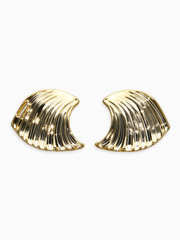 Цена за 2 шт. Серьги пластик "Волна", цвет золото