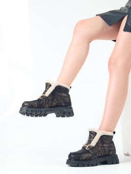 Ботинки 307.PODYUM141 bl.Черная грация/шерсть