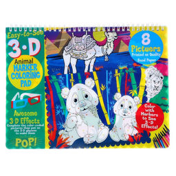 Книжка-раскраска многоразовая «Животные» фломастеры 12 цветов, 3D очки, бутылочка для воды