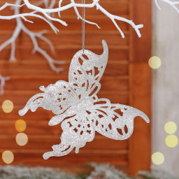 Цена за 2 шт. Подвеска "Бабочка" 11*9 см, Белый