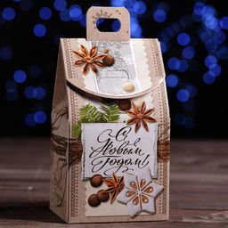 Цена за 5 шт. Подарочная коробка Новогодний декупаж, 9,1 х 7 х 15,7 см