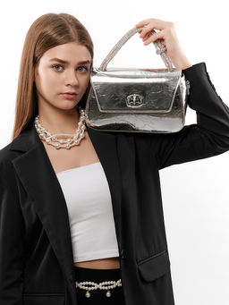 LACCOMA сумка Q6115-серебристый натуральная кожа полиэстер