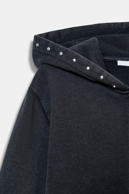 SUDADERA FELPA EFECTO LAVADO TACHAS / Carb?n - Zara фото 9