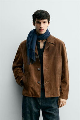 SUEDE LEATHER OVERSHIRT - Zara фото 11