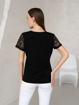 Футболка с кружевом.арт.406-2,черная - Binita фото 18