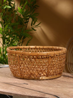 Корзина плетёная «Клоус», 32×32×13 см, бамбук, светлая