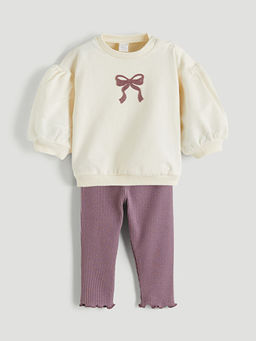 Bisiklet Yaka K?z Bebek Sweatshirt ve Tayt