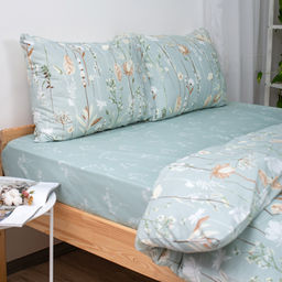 КПБ 2,0 спальный (с простыней на резинке 160х200х25, 2 наволочки 50х70), Ботанический сад ВБ Пододеяльник на молнии 177х217; простыня на резинке 160х200х25, наволочка 50х70 - 2шт. - Традиция фото 15