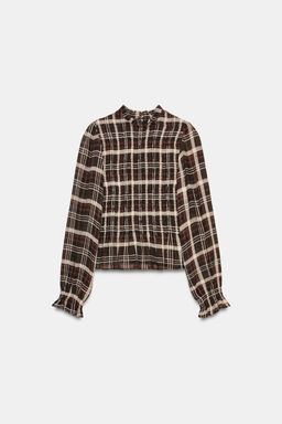 CHECK SMOCKED SHIRT - Zara фото 6
