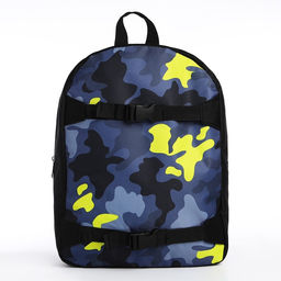 Рюкзак школьный текстильный с креплением для скейта Камуфляж, 38?29?11 см, чёрный, отдел на молнии - Nazamok фото 3
