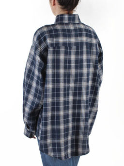 C01 BLUE/BEIGE Рубашка женская оверсайз (95% хлопок, 5% спандекс)