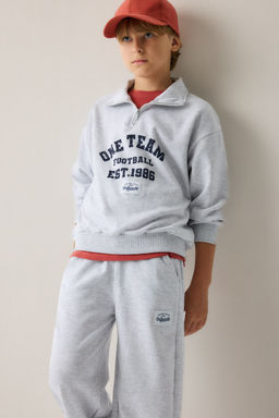 Regular F_t Dik Yaka Pamuklu Bask_l_ Sweatshirt Erkek _ocuk