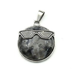 Подвеска Смайл 27мм с обсидианом снежным