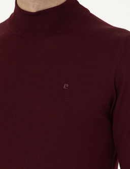 K_rm_z_ Slim Fit Yar_m Bal_k__ Yaka Y_n Kar___ml_ Basic Triko Kazak