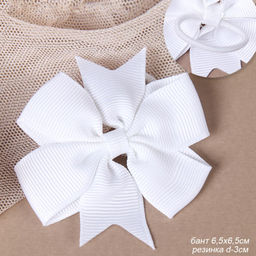 Бант-резинка для волос 6,2х6,6 см / YAL-4 /уп 600/ белая - ГалеонТрейд фото 3