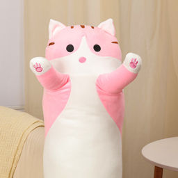 Мягкая игрушка-подушка Котик, 130 см, цвет розовый - Simaland фото 2