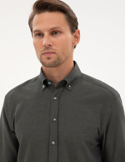 Koyu Haki Regular Fit Uzun Kollu G_mlek - Pierre cardin фото 2