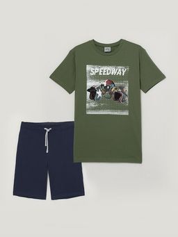 CRB wear/FWXM 90010-35 Комплект мужской (футболка, шорты), хаки/Ex.Cherubino