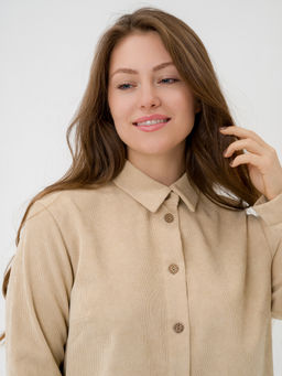 Рубашка вельветовая светло бежевая - Odis фото 10