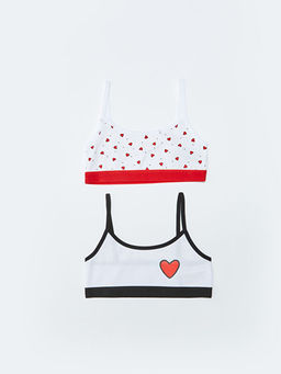 Bask?l? Pamuklu K?z ?ocuk B?stiyer 2li