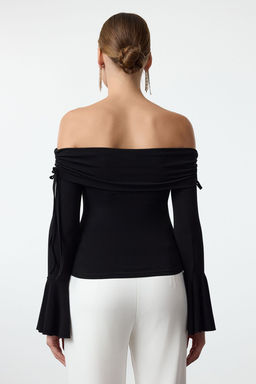 Trendyolmilla Tas Carmen Yaka Baglama Detayl? Ispanyol Kol Orme S?k Bluz TPRAW25BZ00009
