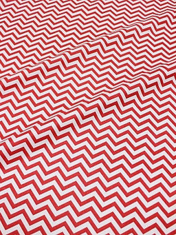 Сатин Красные зигзаги на белом, ш.1.60м, хлопок-100%, 110гр/м.кв