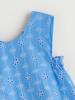 Bisiklet Yaka ?i?ekli K?z Bebek Elbise