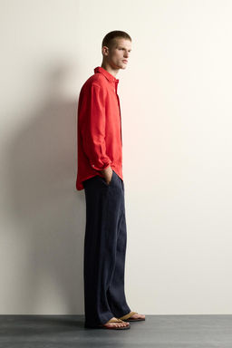CAMISA RELAXED FIT 100% LINO / Rojo - Zara фото 4