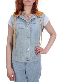 803 BLUE/BLACK Джинсовый жилет женский (100% хлопок) - Фабричный китай фото 22