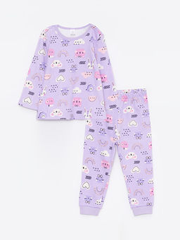 Bisiklet Yaka Uzun Kollu Bask?l? K?z Bebek Pijama Tak?m