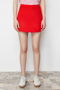 K?rm?z? Y?rtmacl? Denim Sort Etek TWOSS23SR00091